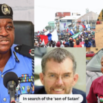 An image mix of Police force PRO Muyiwa, NLC President Ajaero, British national, Andrew Wynne, and some #EndBadGovernance protesters