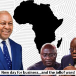 the faces to Ghana's president-elect John, his opponent, and also pictures of Akufo-Addo and Tinubu, against the background of the African map