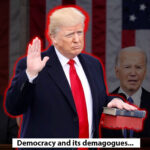 image of biden and obama imposed on with an image of trump swearing-in