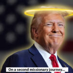 image of donald trump smiling with a halo on his head